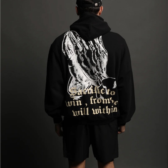 DARC SPORT X ” BODYBUILDING SAVED MY LIFE” PRAYING HANDS CREATOR HOODIE - Picture 4 of 10